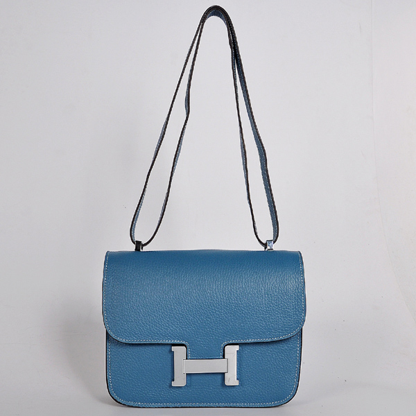 8888MBS Hermes Constance Bag in pelle clemence in Medium Blue wit